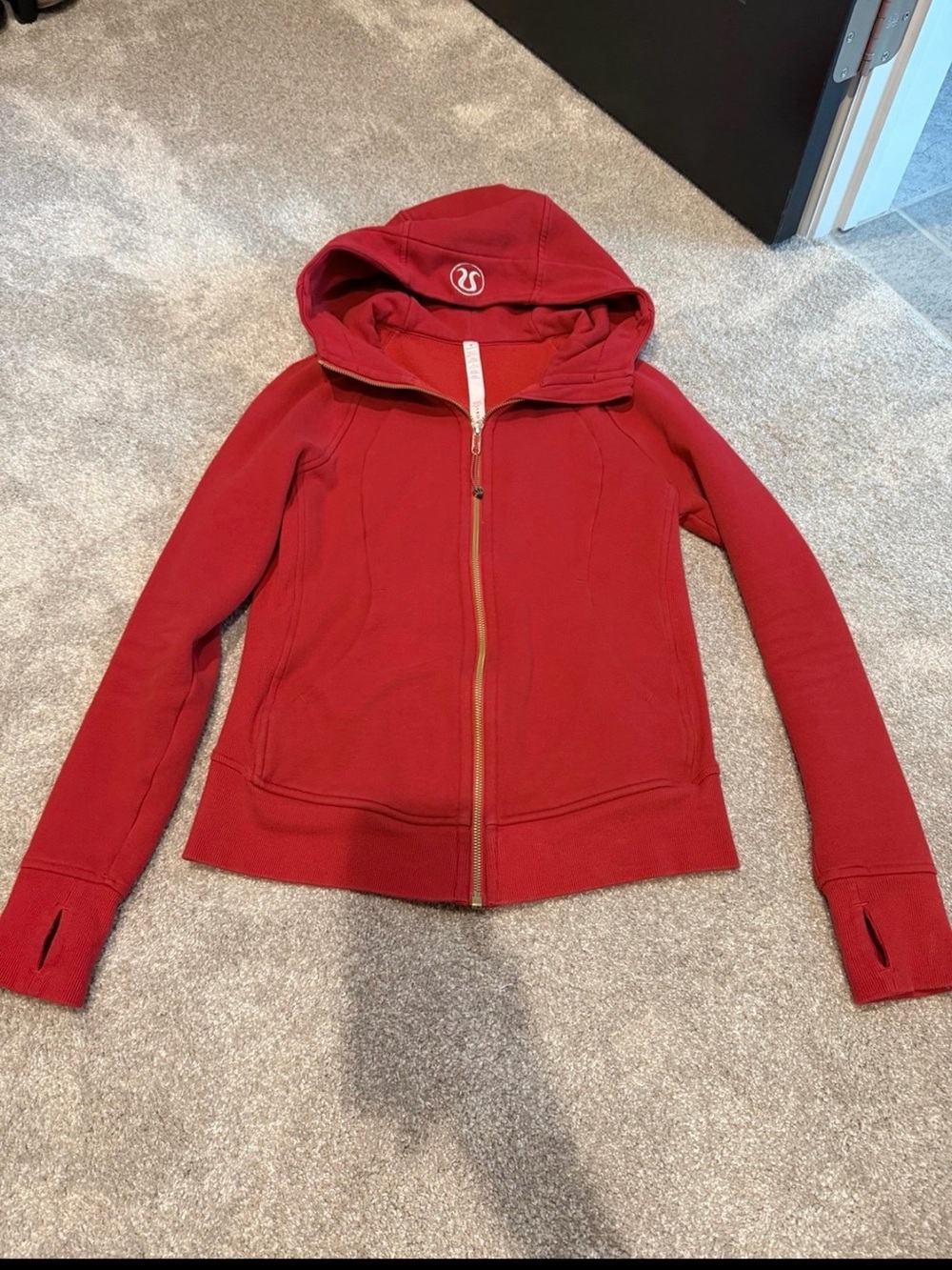lululemon athletica Crimson Red Hooded Zip-Up Bomber Jacket